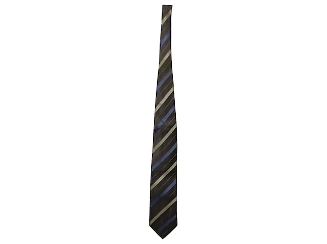 Ermenegildo Zegna Gestreifte Krawatte aus mehrfarbiger Seide Mehrfarben  ref.755858