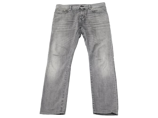 Jeans Saint Laurent Slim Fit in denim di cotone grigio  ref.755865