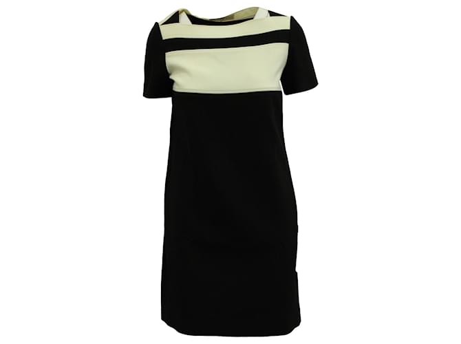 Emilio Pucci Color Block Short Sleeve Dress in Black and Cream Wool Multiple colors Cotton  ref.755878