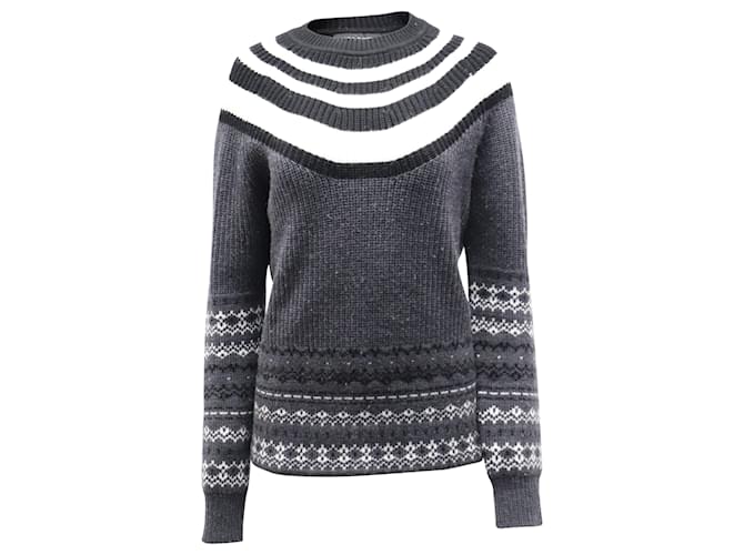 Neil Barrett Fair Isle Sweater in Grey Wool  ref.755884