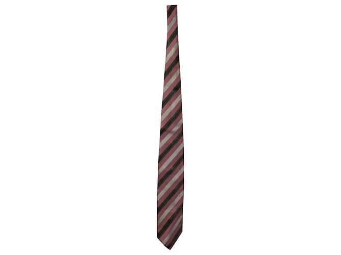 Ermenegildo Zegna Gestreifte Krawatte aus mehrfarbiger Seide Mehrfarben  ref.755899