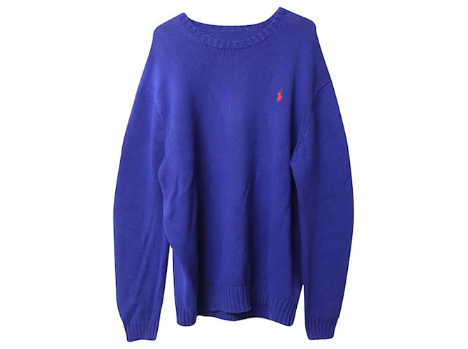 Polo Ralph Lauren Suéter de gola redonda Ralph Lauren em mistura de algodão azul royal  ref.755918
