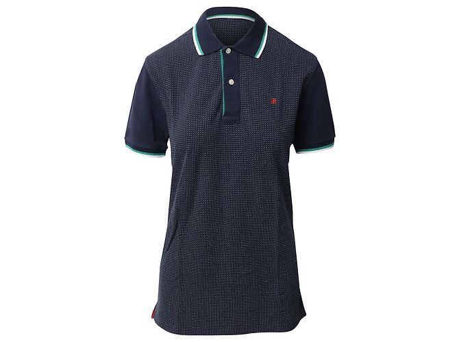 Polo Estampado Carolina Herrera en Algodón Azul Marino