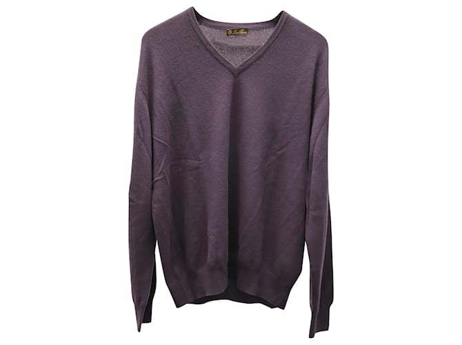 Loro Piana V-Neck Sweater in Yellow Cashmere Purple Wool  ref.755962