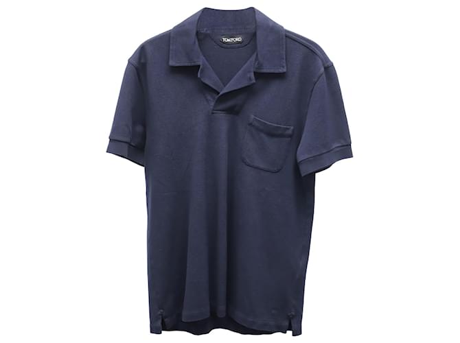 Camisa pólo de manga curta Tom Ford em algodão azul marinho  ref.755968