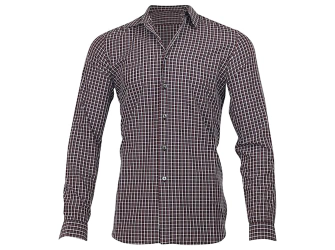 Camisa Prada com estampa xadrez em algodão vermelho  ref.755987