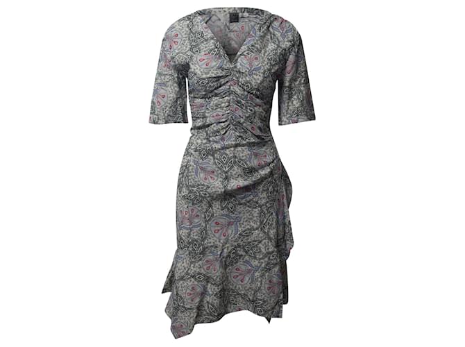 Isabel Marant Arodie Paisley Printed Dress in Grey Viscose Cellulose fibre  ref.756000