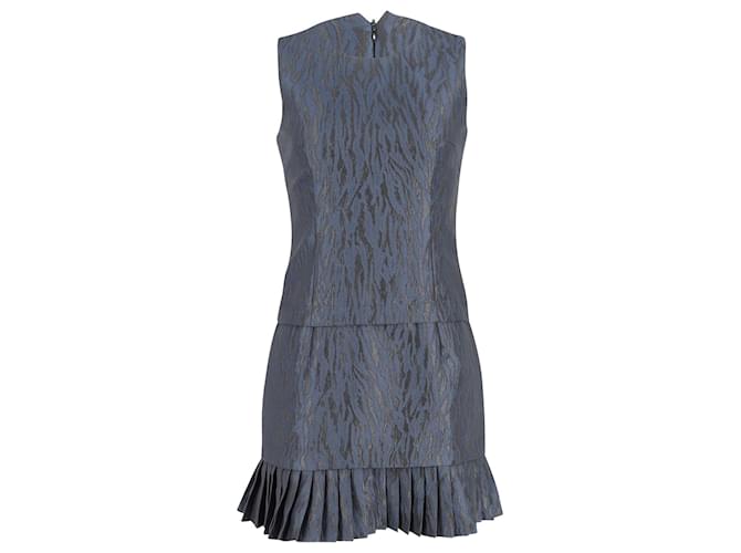 Alexander McQueen Mini-robe sans manches à ourlet plissé en polyester noir  ref.756009