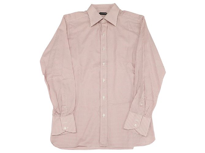 Tom Ford Gingham Button-down-Hemd aus rosa Baumwolle Pink