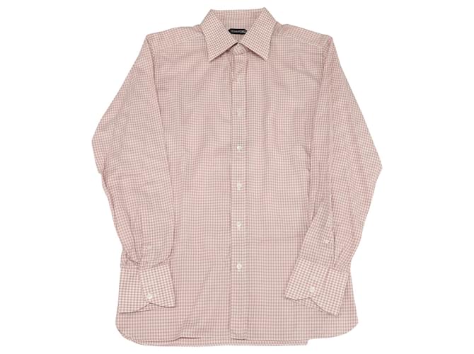 Tom Ford Gingham Button-down Shirt in Pink Cotton  ref.756024