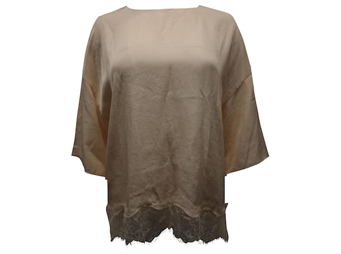 Vince Lace Trim Top in Beige Triacetate Synthetic  ref.756042