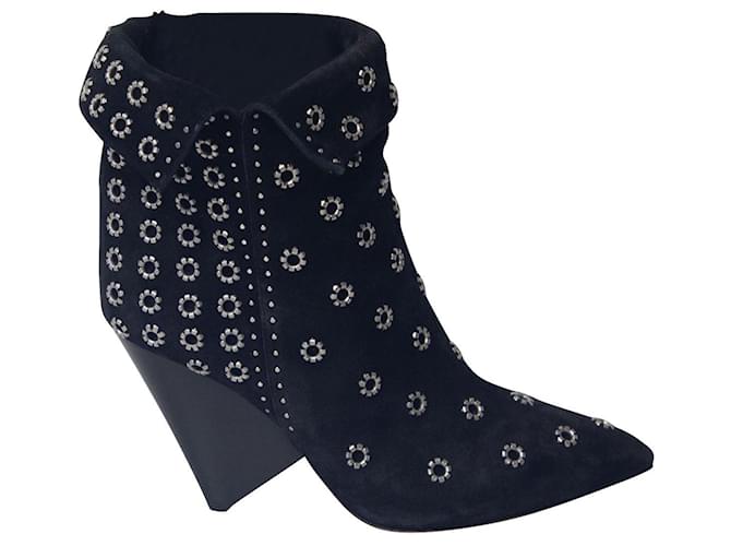 Isabel Marant Lakky 90 Eyelet Boots in Black Suede  ref.756044