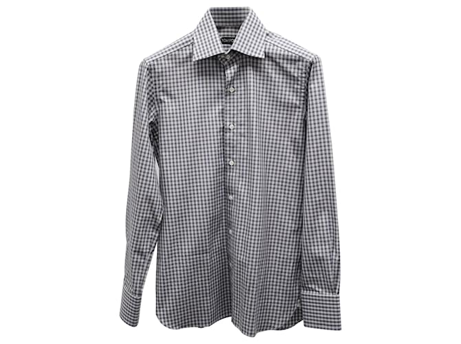 Tom Ford Check Button Up Shirt in Blue Cotton  ref.756045