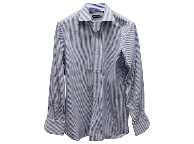 Camicia elegante blu e bianca tom ford Cotone  ref.756046