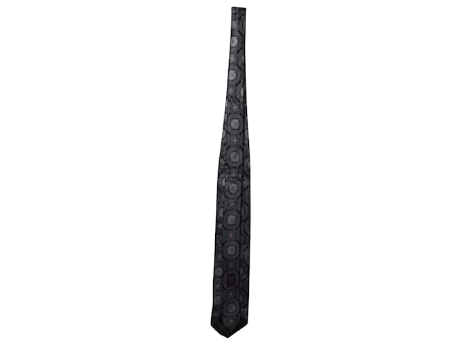 Ermenegildo Zegna Printed Necktie in Grey Silk  ref.756072