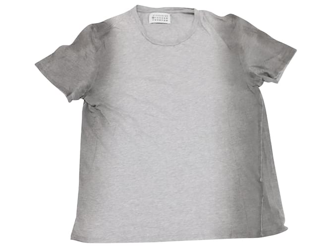 Maison Martin Margiela T-shirt ras du cou à manches courtes en coton gris  ref.756076