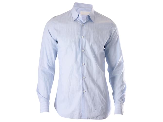 Camisa listrada Prada em algodão azul claro  ref.756081