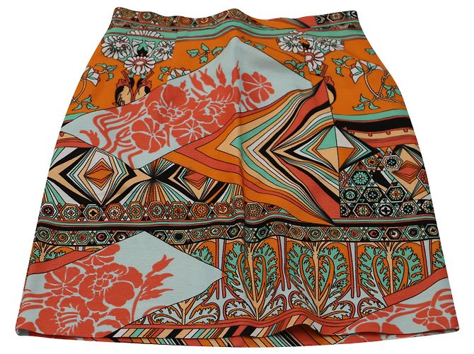 Minifalda lápiz con estampado floral de MSGM en algodón naranja