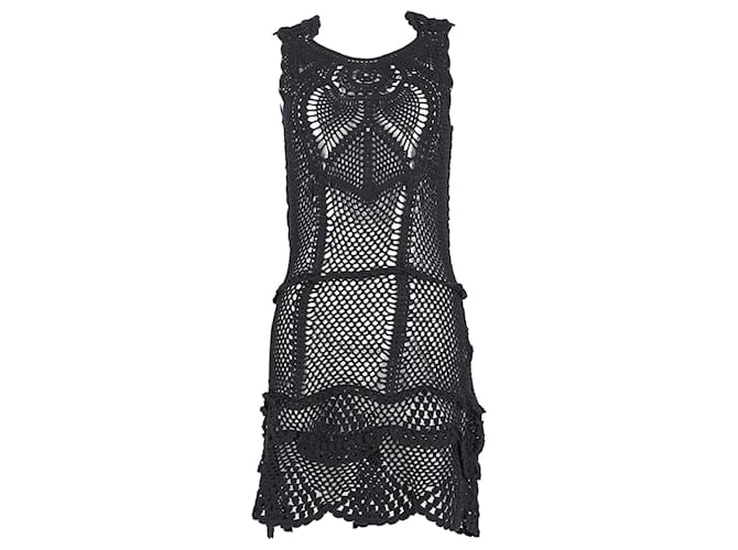 Dolce & Gabbana Dolce and Gabbana Crochet Mini Dress in Black Cotton  ref.756113