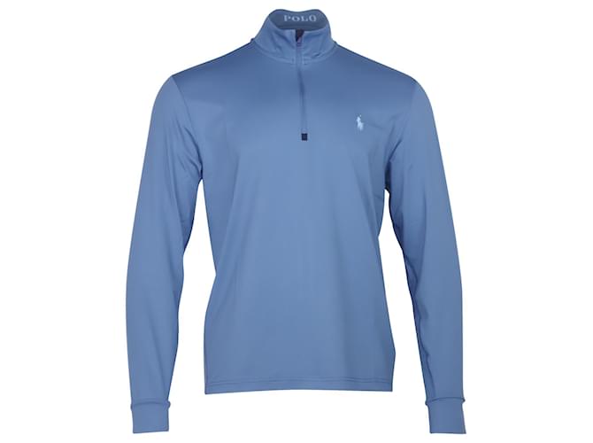 Polo Ralph Lauren Camicia Polo Golf Ralph Lauren con zip a un quarto in poliestere blu  ref.756127