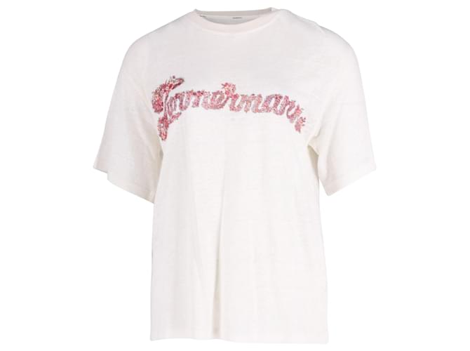 Zimmermann Zimmerman Logo T-Shirt aus cremefarbenem Leinen Weiß Roh  ref.756136