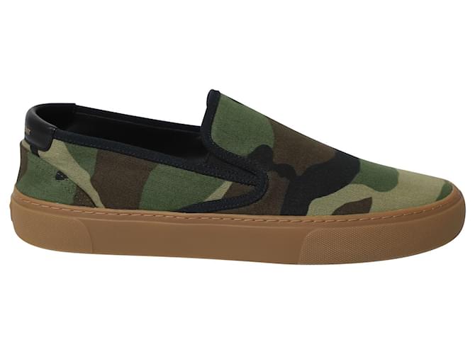 Saint Laurent Venice Slip-On Sneakers in Camouflage Canvas and Leather Multiple colors Cloth  ref.756138