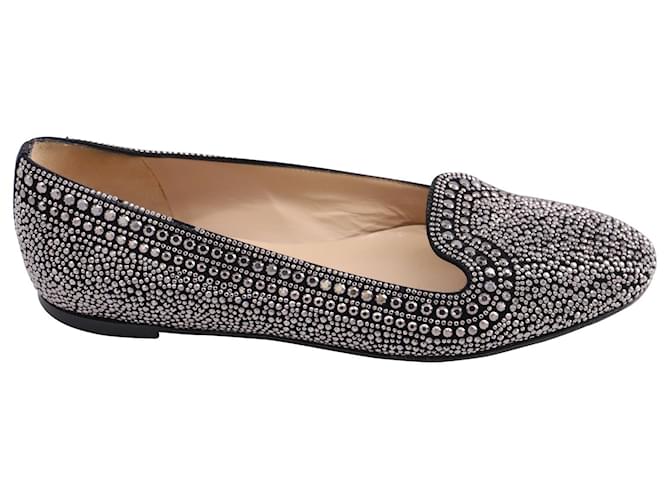 Valentino Studded Stone Flats in Black Leather  ref.756142