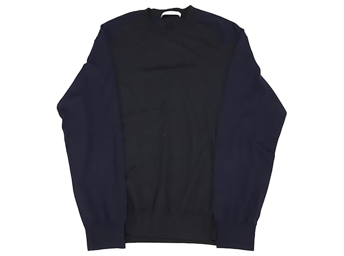 Pull Givenchy à manches bleues en laine noire  ref.756153