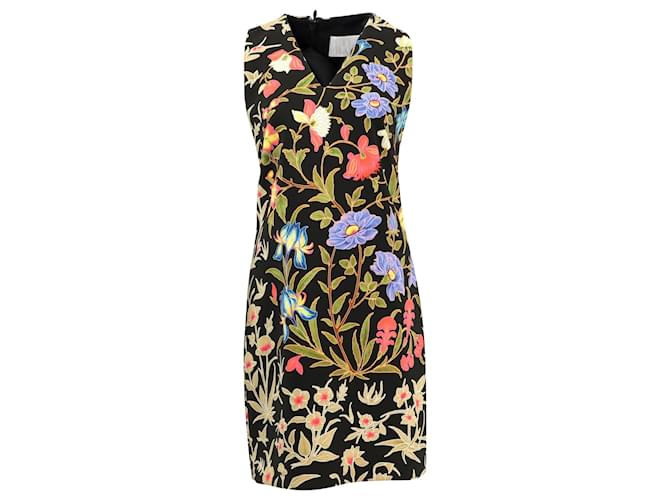 Peter Pilotto Floral Print Sheath Dress in Black Polyester  ref.756156