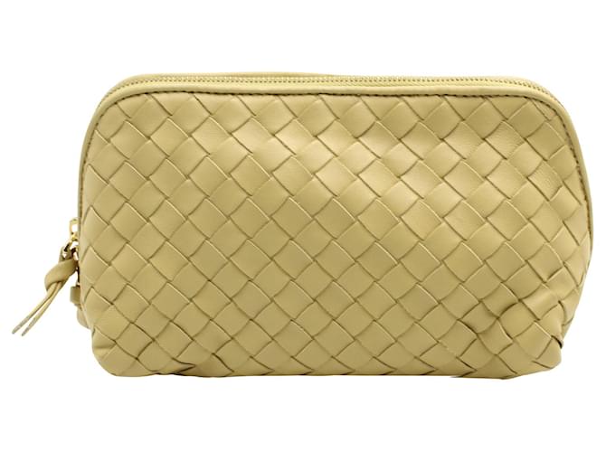 Bottega Veneta Intreciciato Cosmetic Pouch in Yellow Leather  ref.756176