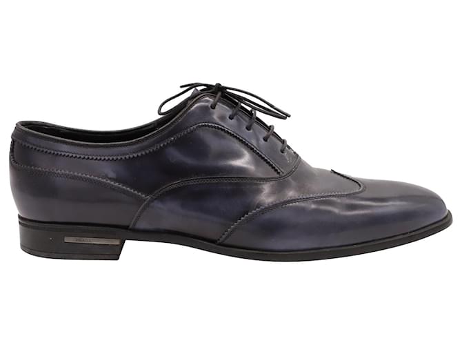 Prada Brogues Shoes in Blue Leather  ref.756183