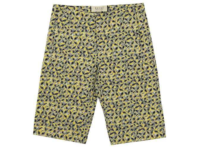Marni bedruckte City-Shorts aus gelbem Leinen  ref.756203