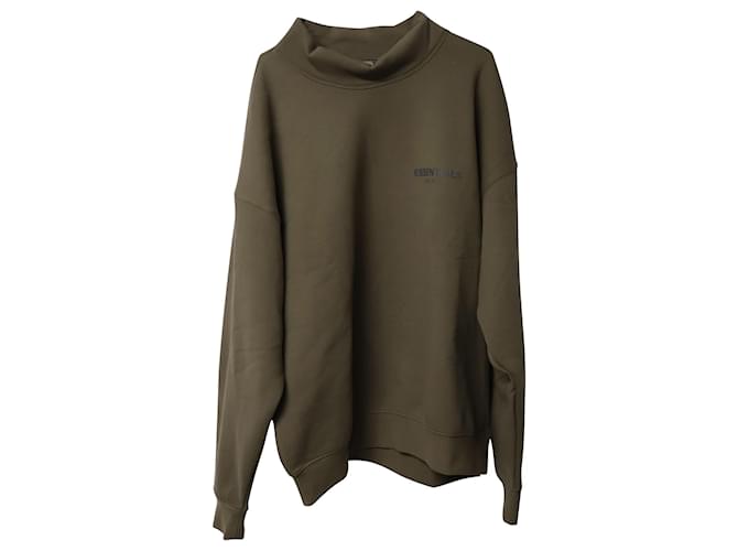 Fear of God Essentials Sweatshirt mit Stehkragen aus khakifarbener Baumwolle Grün  ref.756211