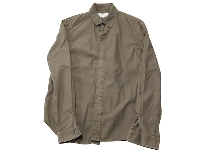 Maison Martin Margiela Concealed Placket Shirt in Khaki Cotton Green  ref.756240