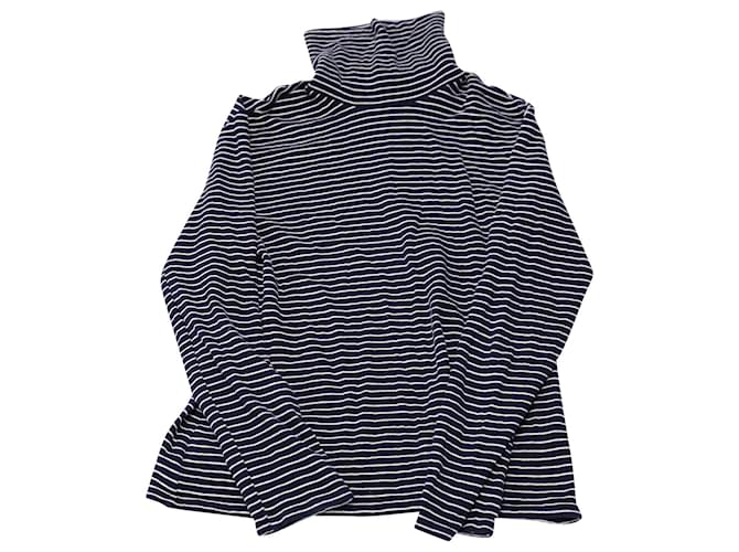 Maison Martin Margiela Striped Tutrle Neck Long sleeves Shirt in Blue and White Cotton Multiple colors  ref.756242