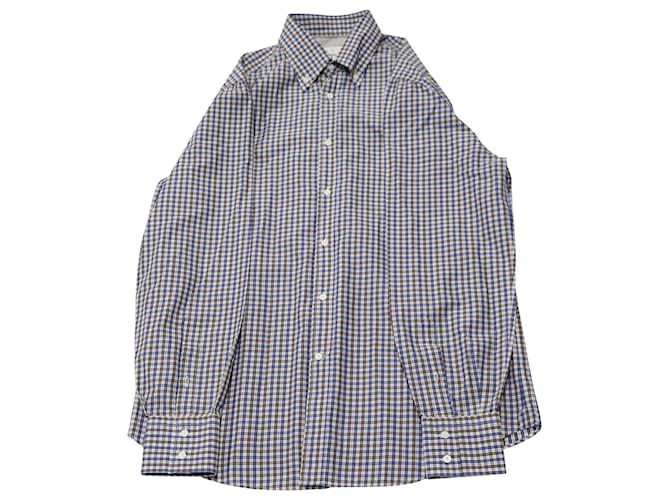 Brunello Cucinelli Kariertes Button-down-Hemd aus mehrfarbiger Baumwolle  ref.756250