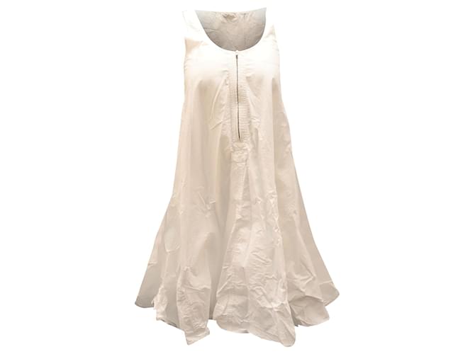 Stella Mc Cartney Stella McCartney Ärmelloses Kleid mit Reißverschluss vorne aus weißer Baumwolle  ref.756252
