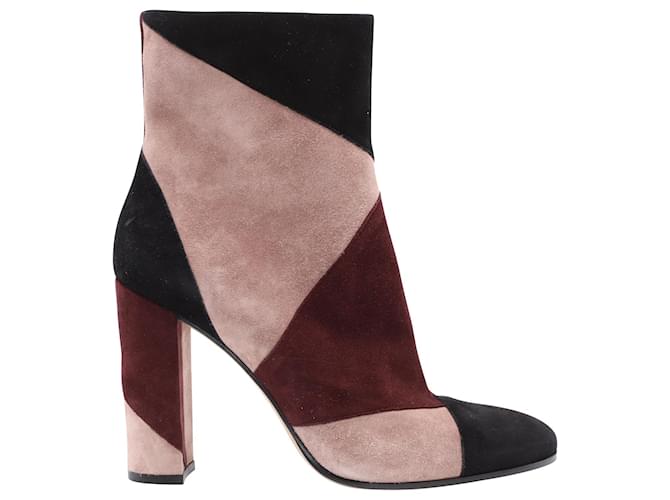 Gianvito Rossi Patchwork High Heel Boots in Multicolor Suede Black Leather  ref.756276
