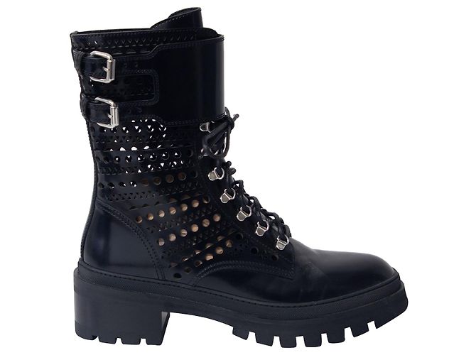 Alaïa Bottines Alaia Ajourées en Cuir Noir