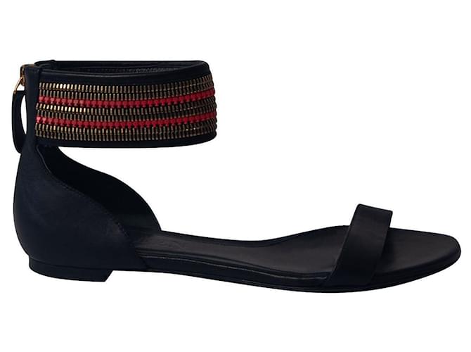 McQ by Alexander McQueen Zipper Detail Flat Sandals in Black Leather Multiple colors  ref.756280