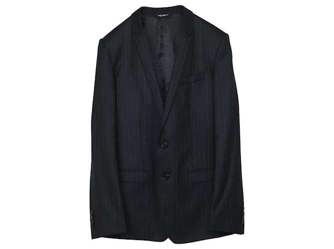 Dolce & Gabbana Striped Three Piece Suit in Navy Blue Wool  ref.756311
