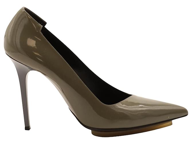 Balenciaga Point Toe Pumps in Gray Patent Leather  Grey  ref.756318