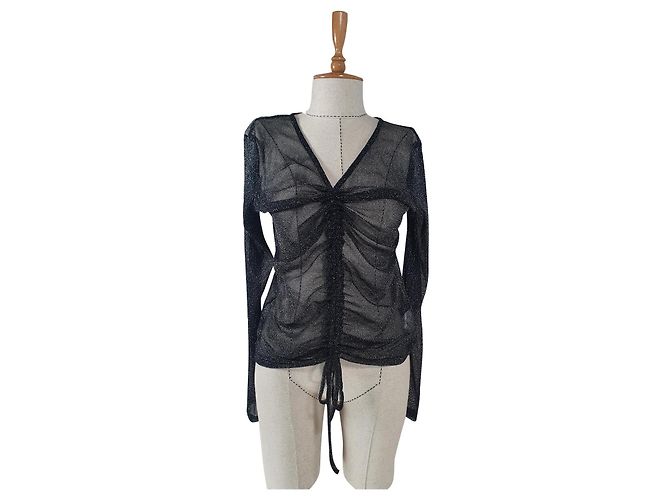 Autre Marque Minnie Transparente Bluse Schwarz