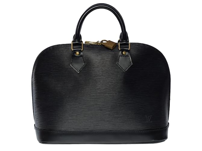Very Chic Louis Vuitton Alma handbag in black epi leather  ref.756335