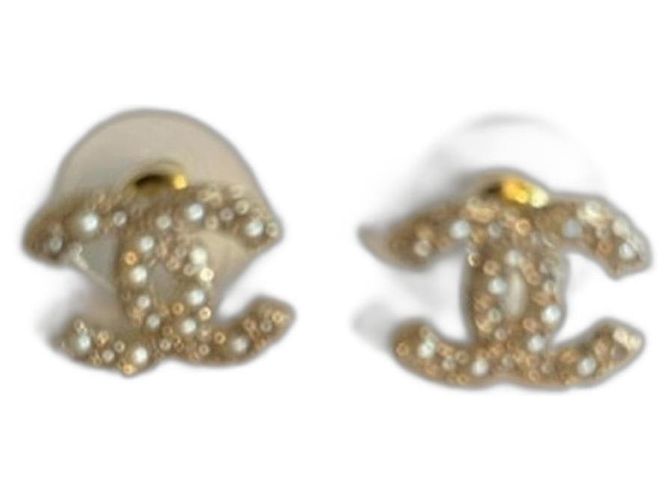Chanel SIGNIERTE CC-OHRRINGE Golden Metall