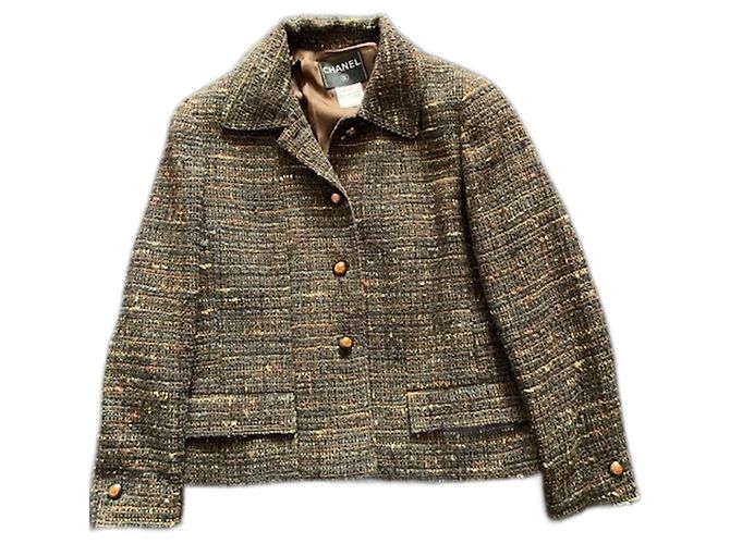 Cambon Giacca Chanel in tweed marrone, fr44 Marrone scuro