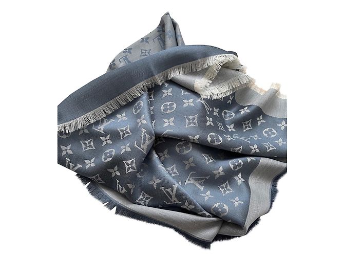 Louis Vuitton Sciarpa in denim blu Seta