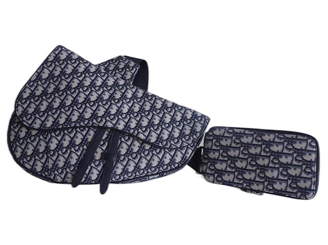 Men's Dior Saddle maxi bag Blue Cloth  ref.757299