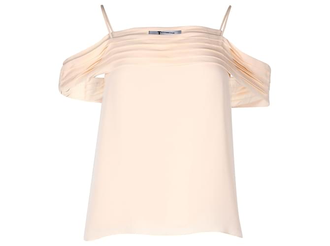 Alexander Wang Pleated Cold Shoulder Top in Peach Silk  ref.757376