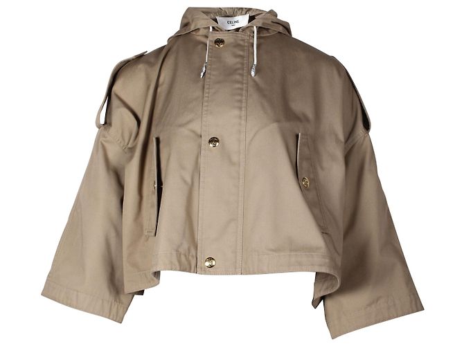 Céline Celine Kurzer Parka aus beigem Polyester und technischer Baumwolle